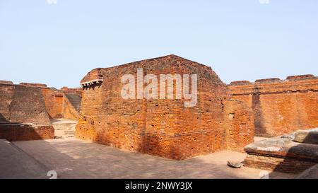 Ruinen von Nalanda University Red Bricks, Rajgir, Nalanda, Bihar, Indien Stockfoto