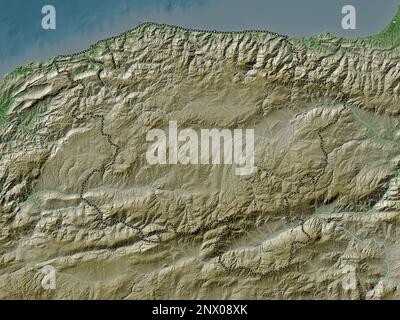 Kastamonu, Provinz Turkiye. Höhenkarte im Wiki-Stil mit Seen und Flüssen Stockfoto