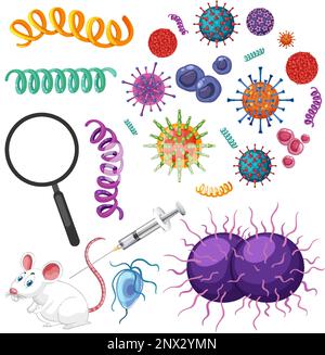 Illustration zur Sammlung von Bakterien und Viren Stock Vektor