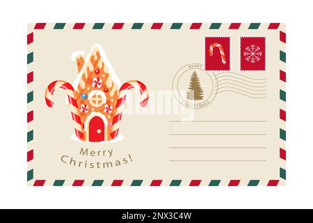 Weihnachtsumschläge. Neujahrsbriefe. Vektordarstellung Stock Vektor