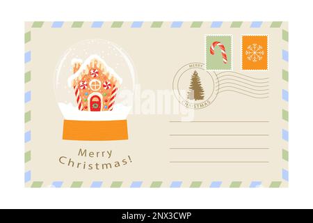 Weihnachtsumschläge. Neujahrsbriefe. Vektordarstellung Stock Vektor