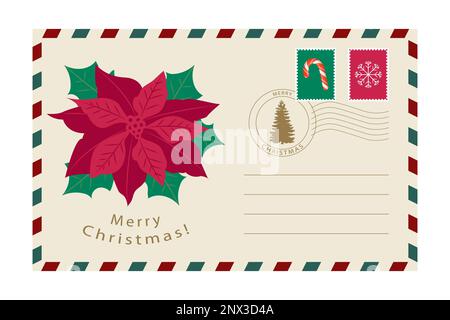 Weihnachtsumschläge. Neujahrsbriefe. Vektordarstellung Stock Vektor