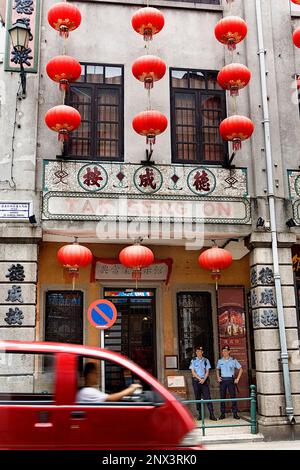 Restaurant-Tak Seng auf Casa de Penhores, In der Rua Camilo Pessanha Almeida Ribero Avenue, Macau, China Stockfoto