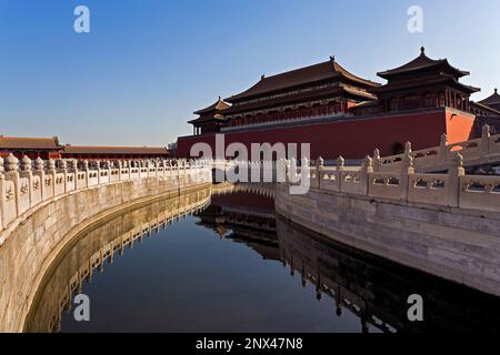 Goldene Wasser Fluss und Wumen-Tor. Die Verbotene Stadt, Peking, China Stockfoto