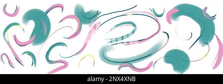 Handgezeichnetes Bildmaterial, Aquarellelemente auf weißem Hintergrund mit Platz für Text Stockfoto