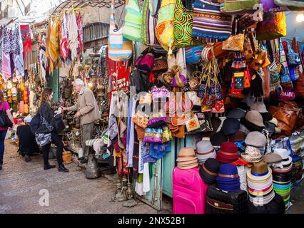 David Street, Arabisch Souk Markt im muslimischen Viertel, Altstadt, Jerusalem, Israel. Stockfoto