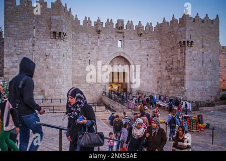 Damaskus-Tor, muslimische Viertel, Altstadt, Jerusalem, Israel. Stockfoto