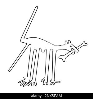 Der Hund mit Knochen - eine Paraphrase der berühmten Geoglyphe der Hund aus Nazca Stock Vektor