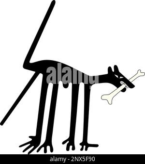 Der Hund mit Knochen - eine Paraphrase der berühmten Geoglyphe der Hund aus Nazca Stock Vektor