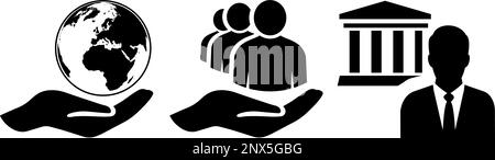 ESG Icons als Konzept des Umweltschutzprinzips und der Nachhaltigkeit der Wirtschaft Stock Vektor