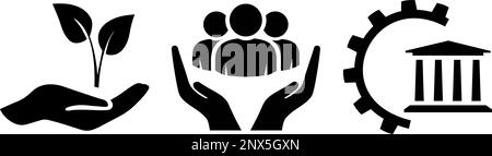 Symbole zum Umweltschutz und zur Nutzung erneuerbarer Ressourcen als „EEG“-Konzept Stock Vektor