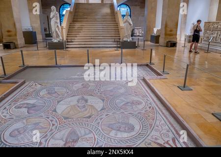 Mosaik der sieben Weisen, von Baalbek, National Museum. Beirut, Libanon Stockfoto