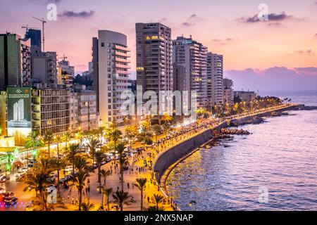 Skyline, Blick auf die Corniche, Beirut, Libanon Stockfoto