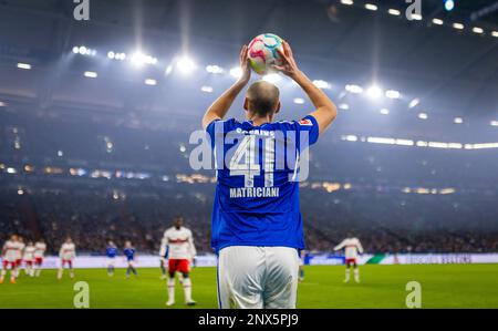 Gelsenkirchen, Deutschland. 25. Februar 2023. Henning Matriciani (S04) Schalke 04 - VfB Stuttgart Bundesliga 25.02.2023 Copyright (nur für journalistische Stockfoto