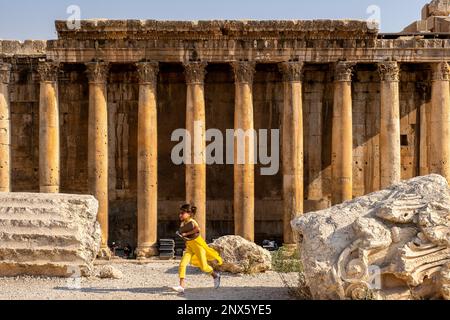 Bacchus Tempel von Jupiter Tempel, Baalbek, Bekaa-tal, Libanon Stockfoto