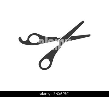 Haarschere, Element, schwarz-weißes Silhouetten-Logo. Professionelle Haarschere, Friseur, Sissoring. Das Konzept der Schönheit. Stock Vektor