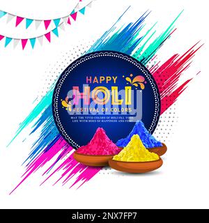 Vector Illustration of Colourful Happy Holi Background - Indisches Farbfestival. Stock Vektor