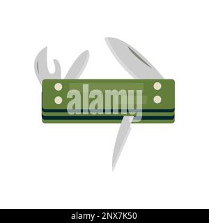 Symbol für flaches Jackmesser. Farbiges Vektorelement aus der Campingkollektion. Kreatives Jackknife-Symbol für Webdesign, Vorlagen und Infografiken. Stock Vektor