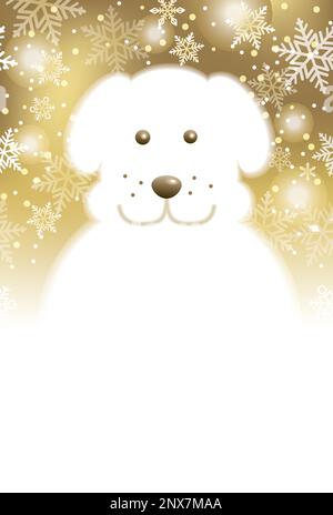 Vorlage für Weihnachtskarten und Silvester Mit einem Schneemann mit Schneehund Schneehintergrund, Vektor-Illustration. Stock Vektor