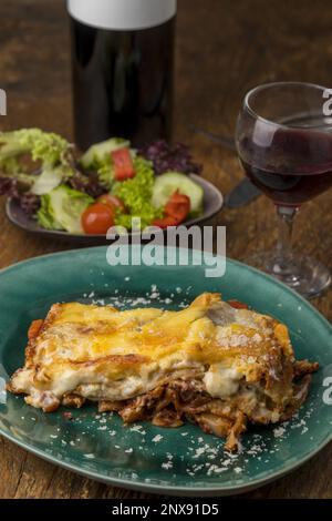 Lasagne Mit Parmigiano Auf Der Platte Stockfoto