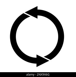 Zwei runde schwarze Pfeile auf weißem Hintergrund Stock Vektor