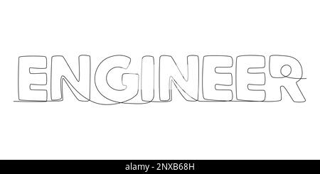 Eine durchgehende Zeile mit dem Wort "Ingenieur". Vektorkonzept zur Darstellung dünner Linien. Kontur Zeichnen kreativer Ideen. Stock Vektor