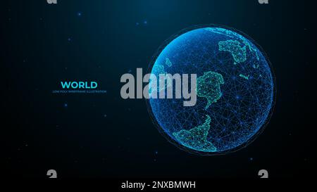 Südliche Hemisphäre. Polygonale, digital isolierte Erde. Technologie-Globus Stock Vektor