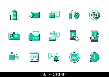 Kontaktieren Sie uns - Symbolsatz im modernen Liniendesign Stock Vektor