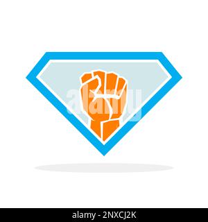 Symbol für erhabene Faust. Symbol für geballte Faust. Protest- oder Kampflogo. Vektordarstellung. Stock Vektor
