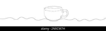 Kontinuierliche Linienzeichnung des Bechers. Das Symbol für die Tasse „eine Zeile“. Hintergrund für einzeilige Zeichnung. Vektorgrafik. Schwarzes Cup-Symbol Stock Vektor