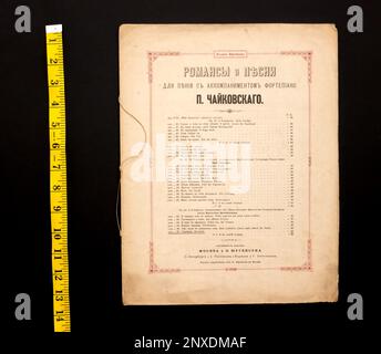 Vintage-Notenblatt Pjotr Iljitsch Tschaikowsky Nr. 67 Serenade. Opus 63. Gedichte von Großherzog Konstantin Konstantinowitsch aus Russland, aus dem russischen Reich, 1888. Stockfoto