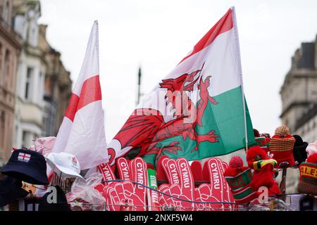 Wales gegen England Six Nations – Pre-Match Build Up in Cardiff, 25. Februar 2023 Stockfoto