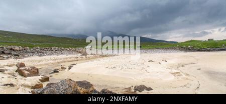 Mol Tiacanais at Low Tide, Mealista, Lewis, Isle of Lewis, Hebriden, Äußere Hebriden, Westliche Inseln, Schottland, Großbritannien, Großbritannien Stockfoto