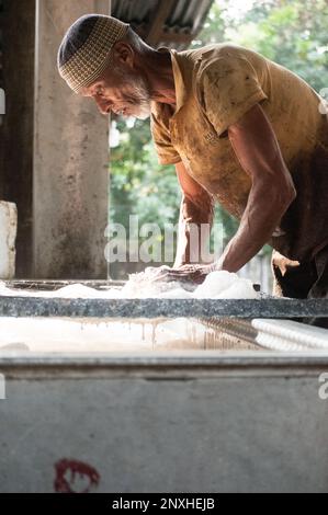 Kautschukherstellung in Sylhet, Bangladesch. Stockfoto