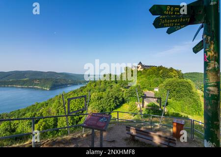 Waldeck: edersee-Reservoir, Schloss Waldeck in Nordhessen, Hessen, Hessen, Deutschland Stockfoto