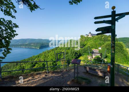 Waldeck: edersee-Reservoir, Schloss Waldeck in Nordhessen, Hessen, Hessen, Deutschland Stockfoto