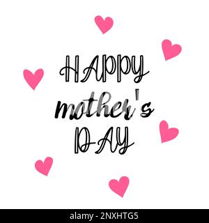Happy Mütters Day Schriftzug mit Herzen, Vektorbild Stock Vektor