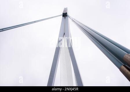 Technische Details Abstantseile der Erasmus-Brücke vom Tiefpunkt aus Stockfoto