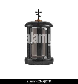 gedächtnislampen aus Granit auf weißem Hintergrund Stockfoto