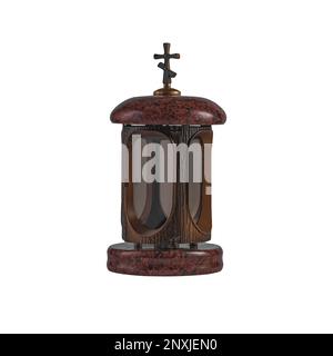 gedächtnislampen aus Granit auf weißem Hintergrund Stockfoto