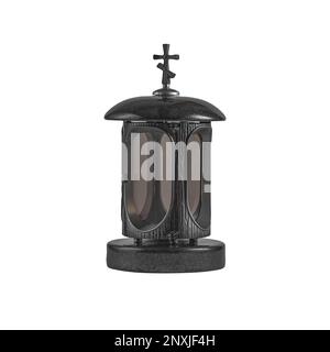 gedächtnislampen aus Granit auf weißem Hintergrund Stockfoto