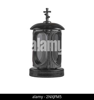 gedächtnislampen aus Granit auf weißem Hintergrund Stockfoto