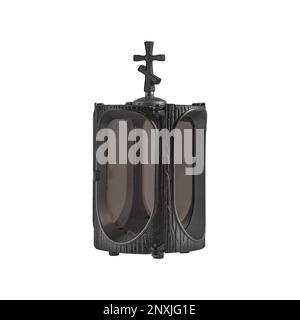 gedächtnislampen aus Granit auf weißem Hintergrund Stockfoto