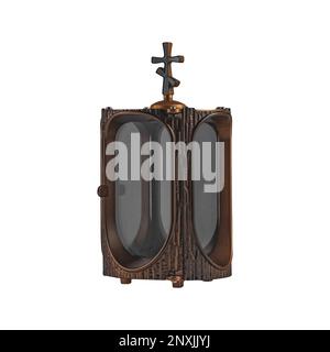 gedächtnislampen aus Granit auf weißem Hintergrund Stockfoto