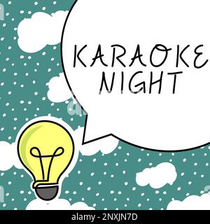 Inspiration mit dem Schild Karaoke Night. Internet Concept Entertainment mit Instrumentalmusik, gespielt von einer Maschine Stockfoto