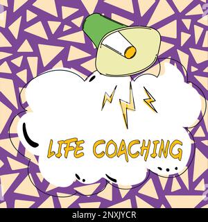 Textüberschrift Präsentieren von Life Coaching. Der Geschäftsansatz „Leben durch Herausforderungen verbessern“ ermutigt uns in unserer Karriere Stockfoto