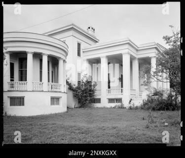 Gaineswood, Demopolis, Marengo County, Alabama. Carnegie Survey of the Architecture of the South (Carnegie-Umfrage zur Architektur des Südens). Vereinigte Staaten, Alabama, Marengo County, Demopolis, Porticoes, Porches, Handgeländer. Stockfoto
