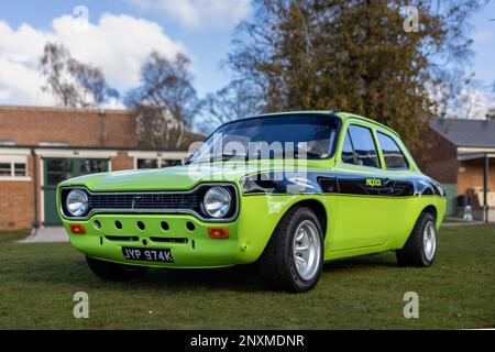 1972 Ford Escort Mexico „JYP974K“ auf der Ford-Versammlung im Bicester Heritage Centre am 26. Februar 2023 Stockfoto