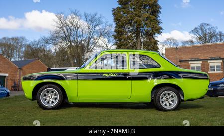 1972 Ford Escort Mexico „JYP974K“ auf der Ford-Versammlung im Bicester Heritage Centre am 26. Februar 2023 Stockfoto