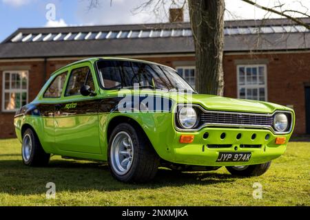 1972 Ford Escort Mexico „JYP974K“ auf der Ford-Versammlung im Bicester Heritage Centre am 26. Februar 2023 Stockfoto